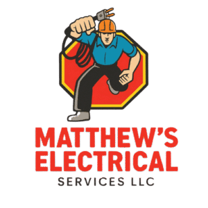 Matthew's Electrical Services logo, electrician holding a cable, Charlotte